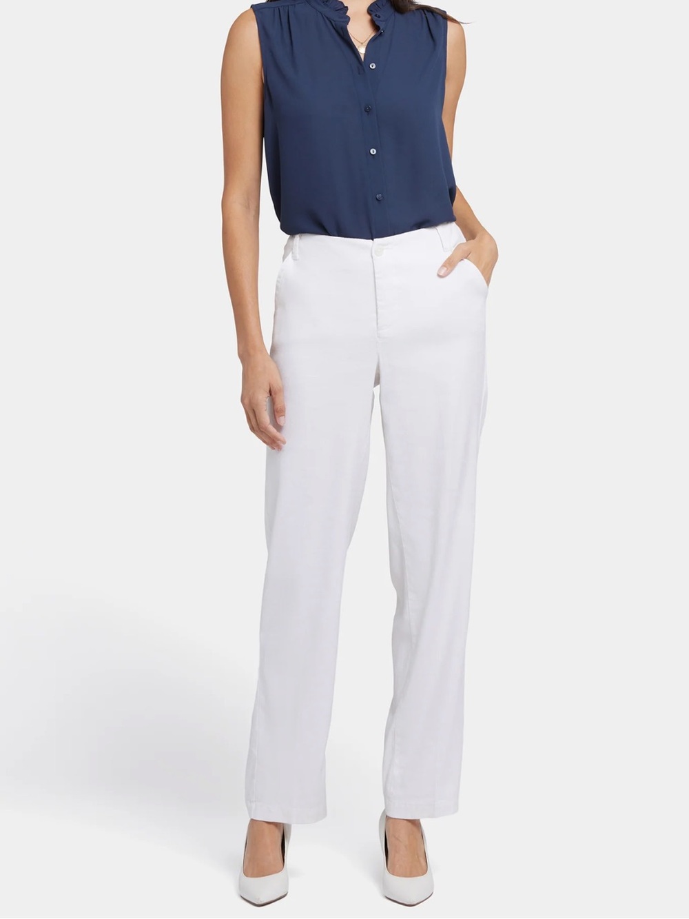 NYDJ Marilyn stretch linen straight leg pants
